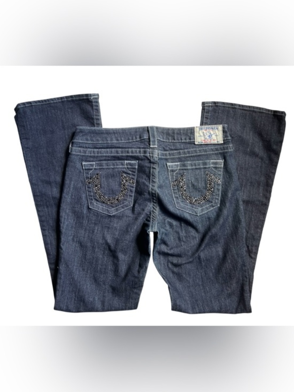 True Religion Women’s Dark Blue Embellished Back Pocket Jeans